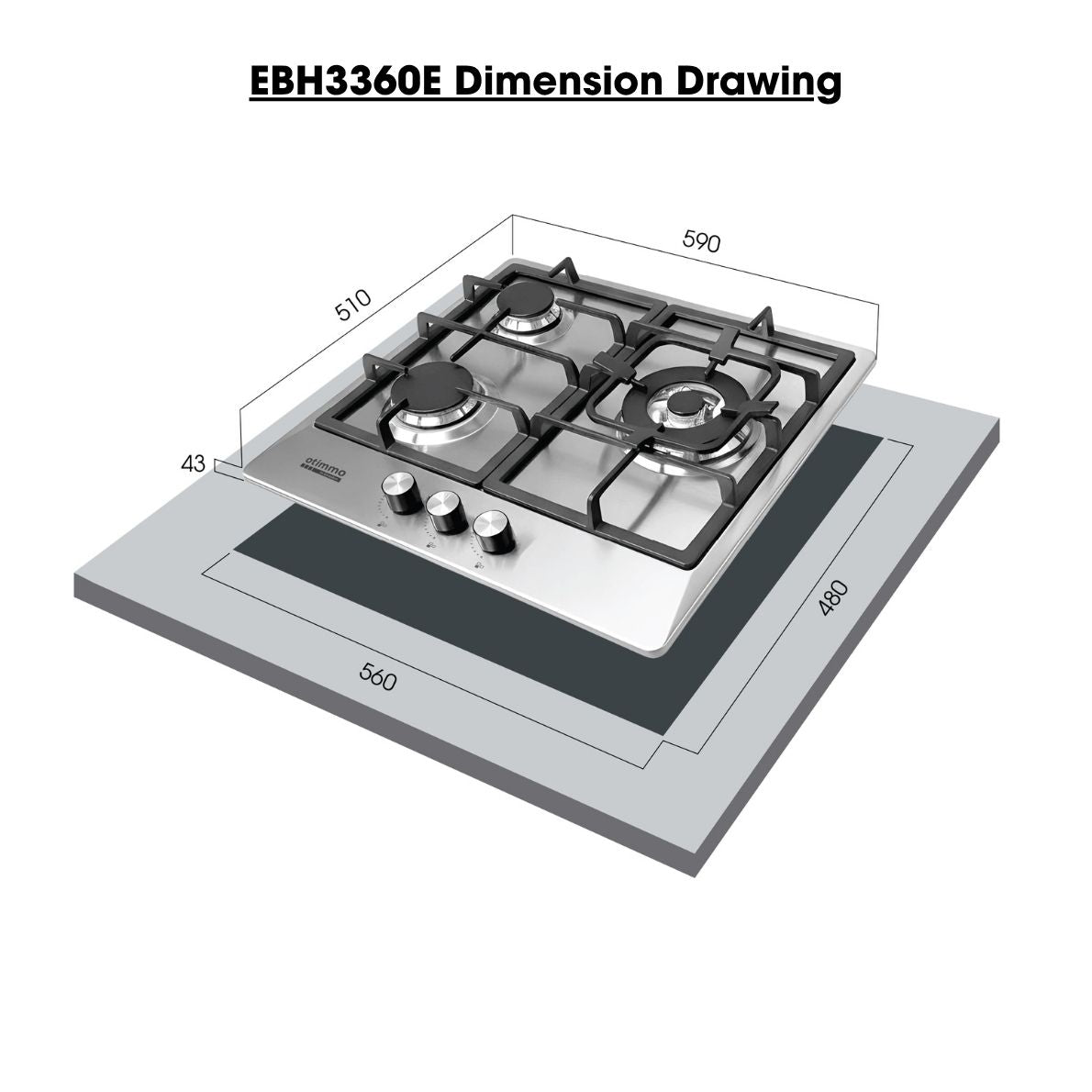60cm Built-In Gas Hob (3burner)
