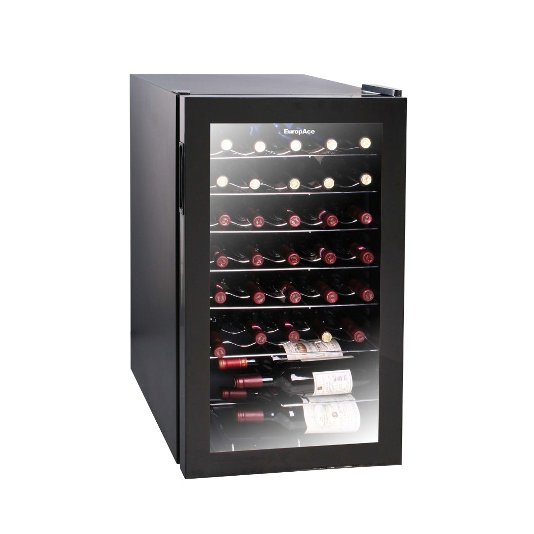 33 Bottles Wine Chiller | 3 Layered Anti-UV Glass, Recessed Handle