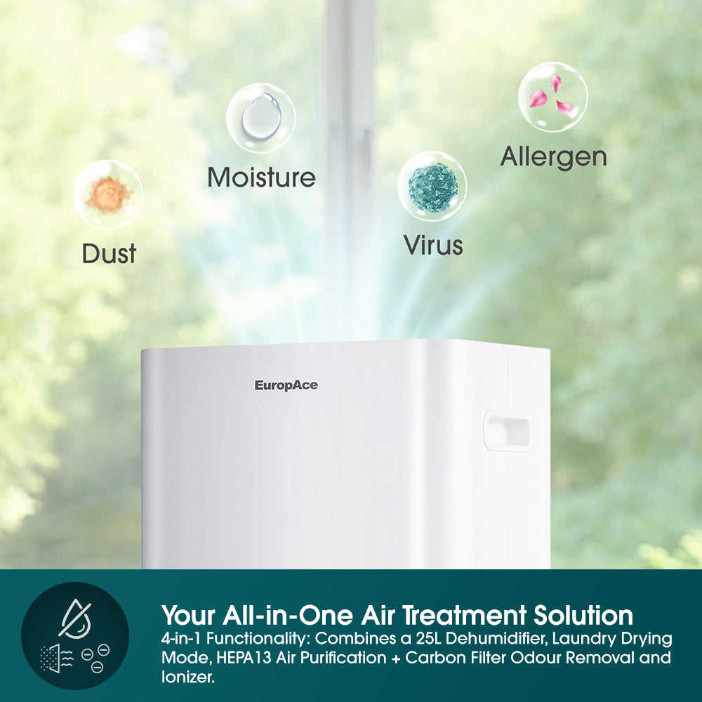 25L Smart Dehumidifier + Standalone H13 Air Purifier w Ioniser + Laundry Dryer (4-in-1) | 3Y Full Warranty