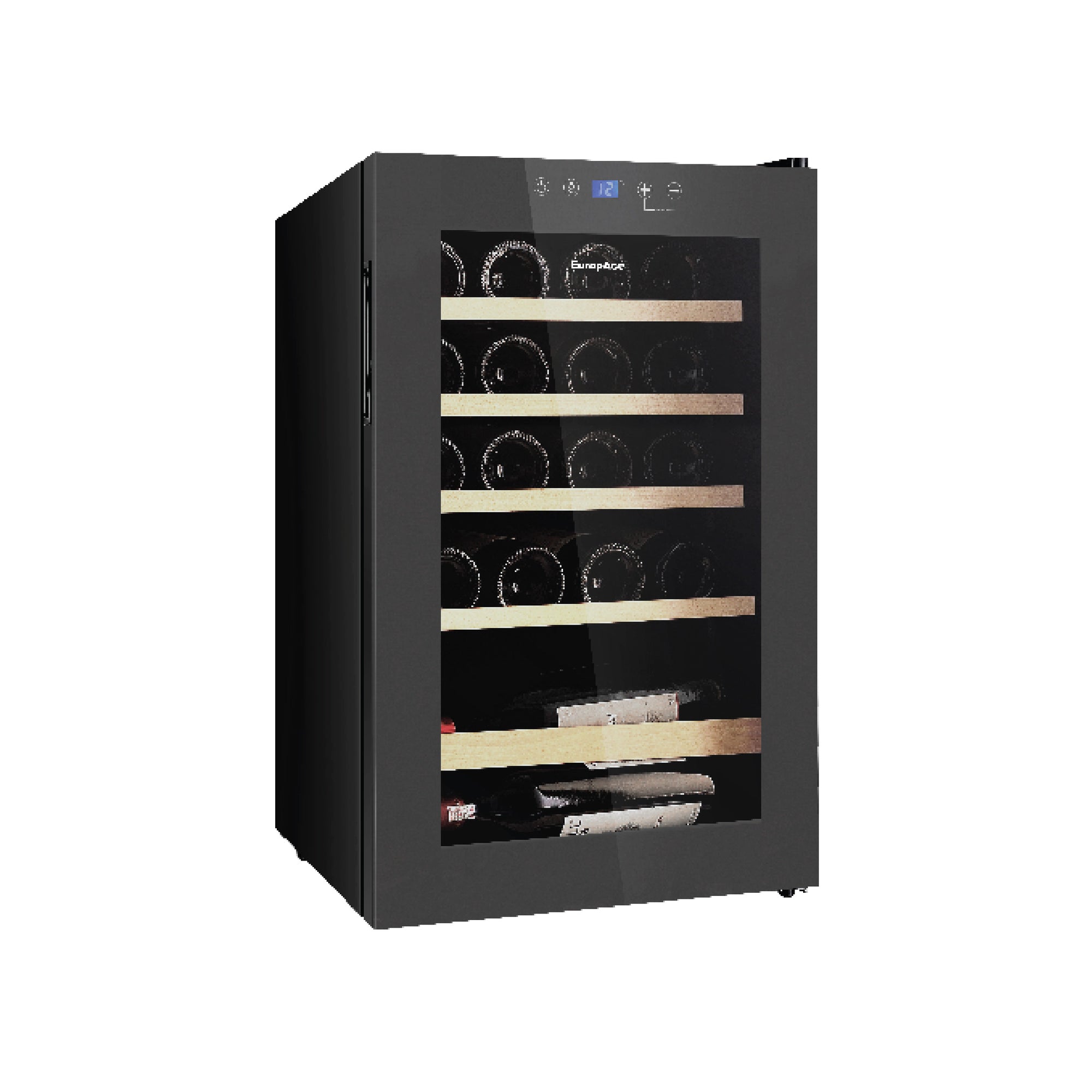 20 Bottles Wine Chiller | 3 Layered Anti-UV Glass, Beechwood Shelves