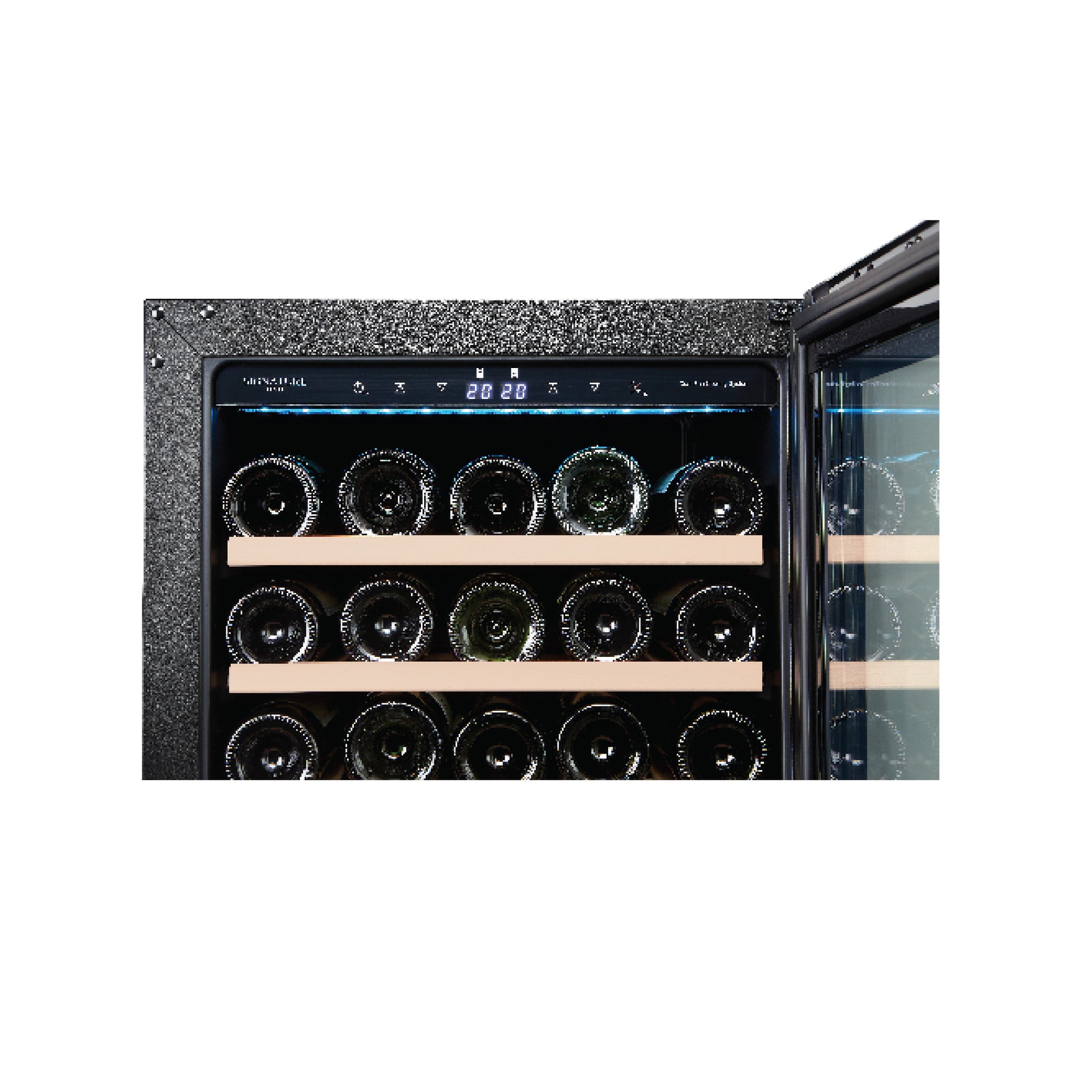 70 Bottles Dual Zone Wine Chiller | 3 Layered Anti-UV Glass, Beechwood Shelves