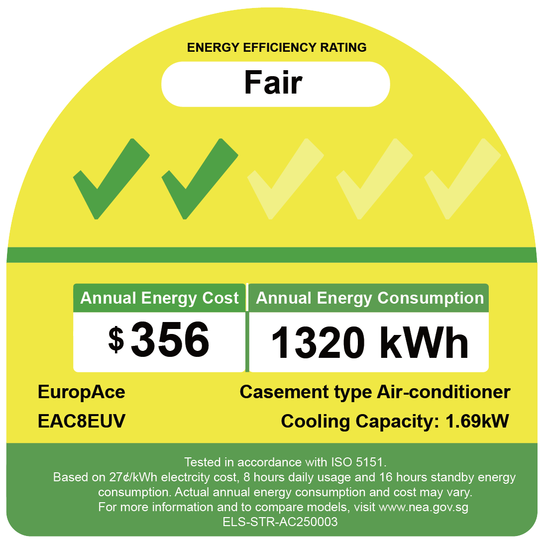 8,000 BTU Inverter Casement Air Con | UV Air Purification, 2 Ticks Inverter Technology, No Outdoor Unit